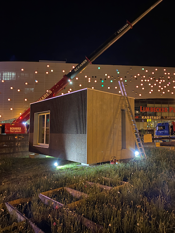 Die Installation adaptive Building #039 auf dem Berliner Platz in Essen. Foto: F2K