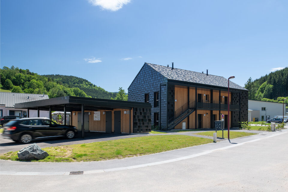 Sozialer Wohnungsbau in Plainfaing, Vosges, Frankreich.