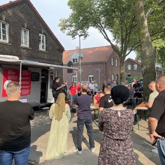 Bürgerbeteiligung in der Zechensiedlung Dunkelschlag in Oberhausen-Sterkrade.