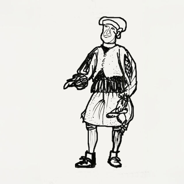 Zeichnung des fiktiven Fuhrmanns Reko aus dem Jahr 1500.