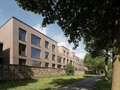 Anerkennung für Baugruppe KliQ – Kollaborativ leben im Quartier, 2025. Bauherrschaft: Baugemeinschaft KliQ GbR, Münster. Architektur: MS PLUS ARCHITEKTEN BDA, Münster. Foto: Viola Epler