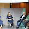 Lenkten den Blick auf die Perspektive und die Bedürfnisse der Kinder (v.l.): Moderatorin Marietta Schwarz, Urbanistin Sina Doukas, Prof. Dr. Rolf Schwarz vom nstitut für Bewegungserziehung und Sport der Pädagogische Hochschule Karlsruhe und Daniel Koplowitz, Leiter des Abenteuerspielplatzes Düsseldorf-Mörsenbroich. Foto: Timo Klippstein