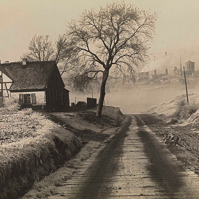 Gehöft in Essen-Frohnhausen und Zeche Rosenblumendelle, 1928.