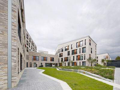 Wohnquartier Freie Scholle mit Gewerbeeinheiten in Bielefeld. Foto: Ralf Buscher / BKS Architekten