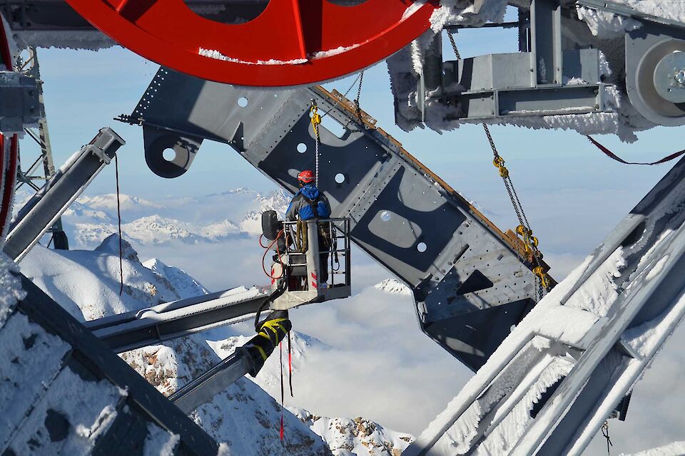 Montage an der Zugspitzbahn.